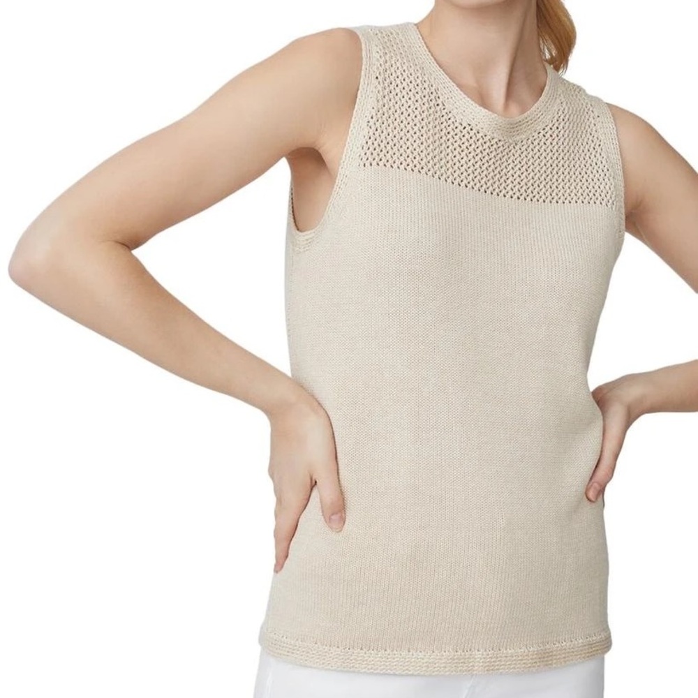 Cream Knit Sleeveless Tank Top